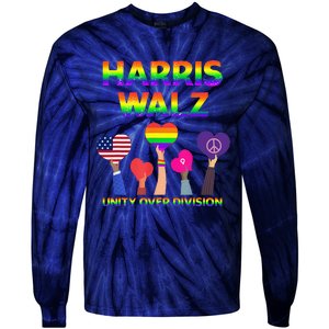 Harris Waltz 2024 Unity Over Division Kamala Harris Tim Walz Tie-Dye Long Sleeve Shirt