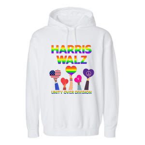 Harris Waltz 2024 Unity Over Division Kamala Harris Tim Walz Garment-Dyed Fleece Hoodie