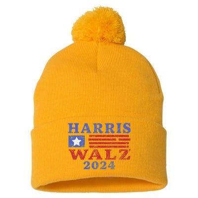 Harris Waltz 2024 Election Kamala Harris Tim Waltz 2024 Pro Kamala Harris Pom Pom 12in Knit Beanie