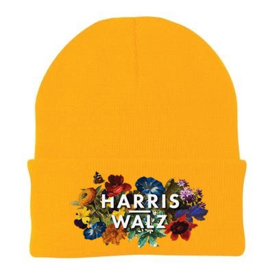 Harris Walz 2024 Floral Feminine Women Harris Waltz 2024 Gift Knit Cap Winter Beanie