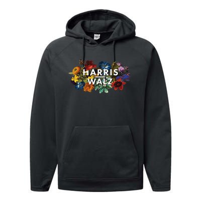 Harris Walz 2024 Floral Feminine Women Harris Waltz 2024 Gift Performance Fleece Hoodie