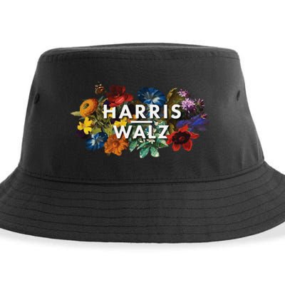 Harris Walz 2024 Floral Feminine Women Harris Waltz 2024 Gift Sustainable Bucket Hat