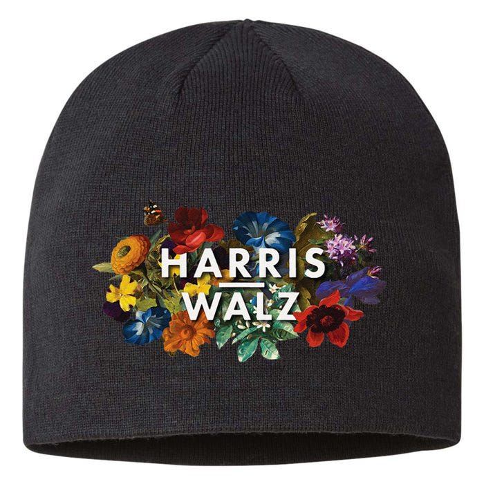 Harris Walz 2024 Floral Feminine Women Harris Waltz 2024 Gift Sustainable Beanie