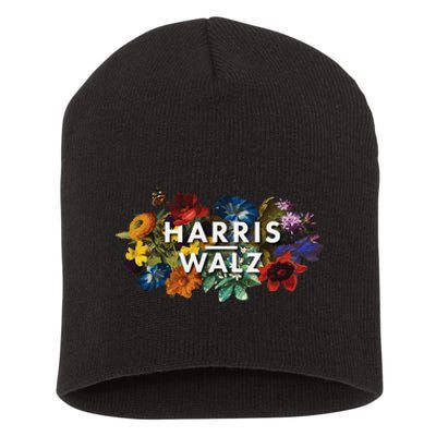 Harris Walz 2024 Floral Feminine Women Harris Waltz 2024 Gift Short Acrylic Beanie