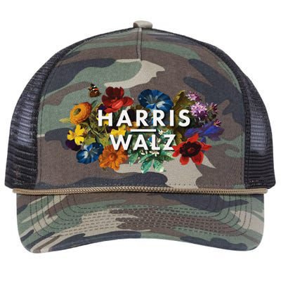 Harris Walz 2024 Floral Feminine Women Harris Waltz 2024 Gift Retro Rope Trucker Hat Cap