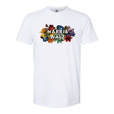 Harris Walz 2024 Floral Feminine Women Harris Waltz 2024 Gift Softstyle CVC T-Shirt