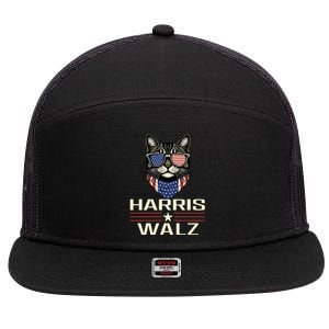 Harris Walz 2024 Childless Cat Lady Democratic Vp President 7 Panel Mesh Trucker Snapback Hat