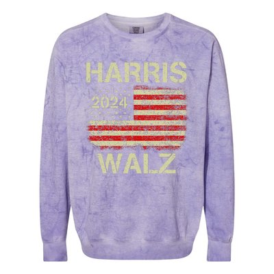 Harris Walz 2024 Kamala Harris 2024 Tim Walz 2024 Usa Flag Gift Colorblast Crewneck Sweatshirt