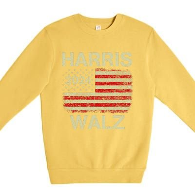 Harris Walz 2024 Kamala Harris 2024 Tim Walz 2024 Usa Flag Gift Premium Crewneck Sweatshirt