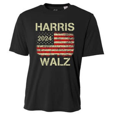 Harris Walz 2024 Kamala Harris 2024 Tim Walz 2024 Usa Flag Gift Cooling Performance Crew T-Shirt