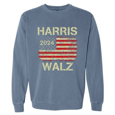 Harris Walz 2024 Kamala Harris 2024 Tim Walz 2024 Usa Flag Gift Garment-Dyed Sweatshirt