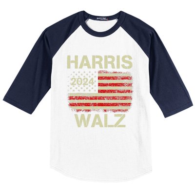 Harris Walz 2024 Kamala Harris 2024 Tim Walz 2024 Usa Flag Gift Baseball Sleeve Shirt