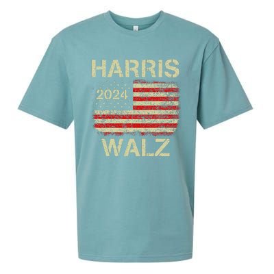 Harris Walz 2024 Kamala Harris 2024 Tim Walz 2024 Usa Flag Gift Sueded Cloud Jersey T-Shirt