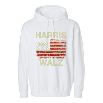 Harris Walz 2024 Kamala Harris 2024 Tim Walz 2024 Usa Flag Gift Garment-Dyed Fleece Hoodie