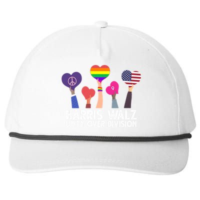 Harris Waltz 2024 Unity Over Division Lgbtq Equality Snapback Five-Panel Rope Hat