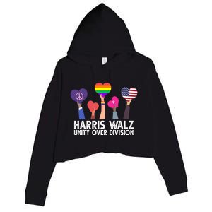 Harris Waltz 2024 Unity Over Division Lgbtq Equality Crop Fleece Hoodie