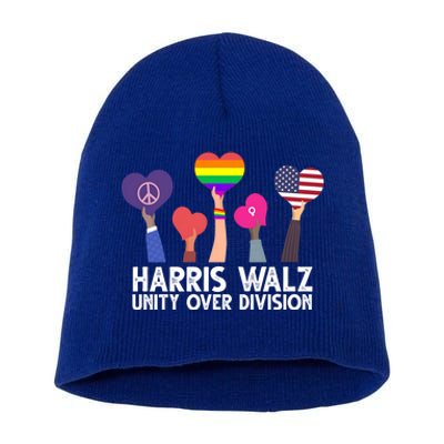 Harris Waltz 2024 Unity Over Division Lgbtq Equality Short Acrylic Beanie