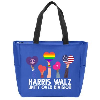 Harris Waltz 2024 Unity Over Division Lgbtq Equality Zip Tote Bag