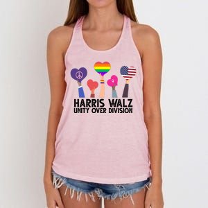 Harris Waltz 2024 Unity Over Division Lgbtq Equality Women's Knotted Racerback Tank