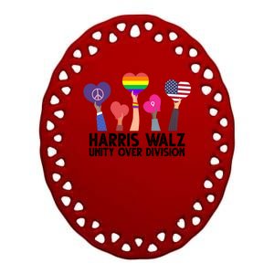 Harris Waltz 2024 Unity Over Division Lgbtq Equality Ceramic Oval Ornament