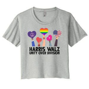 Harris Waltz 2024 Unity Over Division Lgbtq Equality Women's Crop Top Tee