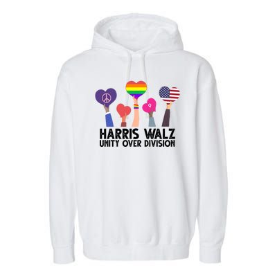 Harris Waltz 2024 Unity Over Division Lgbtq Equality Garment-Dyed Fleece Hoodie