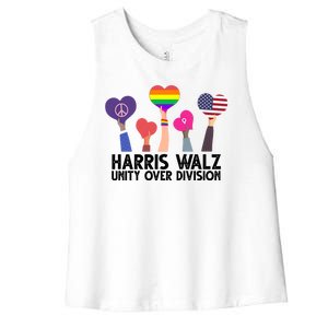 Harris Waltz 2024 Unity Over Division Lgbtq Equality Women's Racerback Cropped Tank