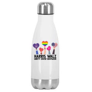 Harris Waltz 2024 Unity Over Division Lgbtq Equality Stainless Steel Insulated Water Bottle