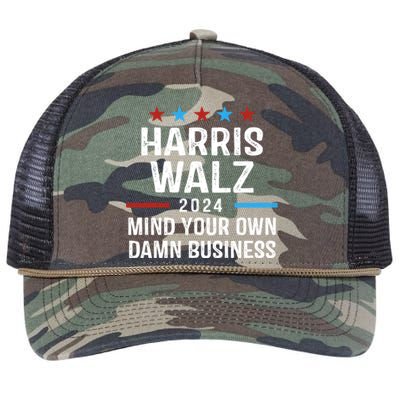 Harris Walz 2024 Mind Your Own Damn Business Retro Rope Trucker Hat Cap