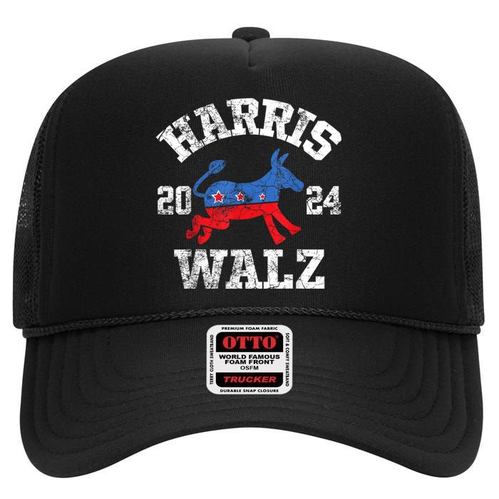 Harris Waltz 2024 Election Kamala Harris Tim Waltz 2024 High Crown Mesh Back Trucker Hat