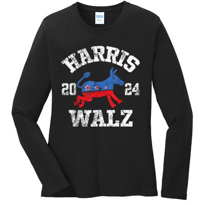 Harris Waltz 2024 Election Kamala Harris Tim Waltz 2024 Ladies Long Sleeve Shirt