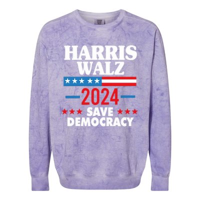 Harris Walz 2024 Save Democracy Colorblast Crewneck Sweatshirt