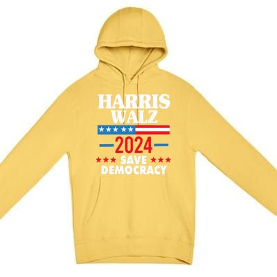 Harris Walz 2024 Save Democracy Premium Pullover Hoodie