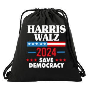 Harris Walz 2024 Save Democracy Drawstring Bag