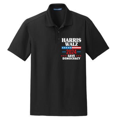 Harris Walz 2024 Save Democracy Dry Zone Grid Polo