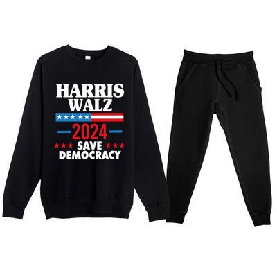 Harris Walz 2024 Save Democracy Premium Crewneck Sweatsuit Set