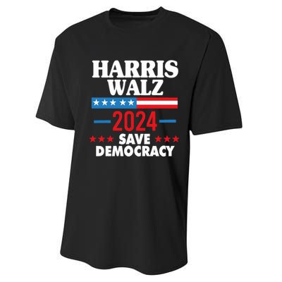 Harris Walz 2024 Save Democracy Performance Sprint T-Shirt