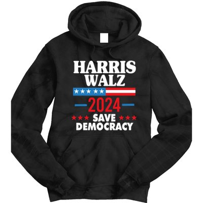 Harris Walz 2024 Save Democracy Tie Dye Hoodie