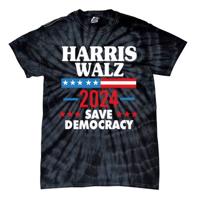 Harris Walz 2024 Save Democracy Tie-Dye T-Shirt