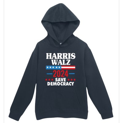 Harris Walz 2024 Save Democracy Urban Pullover Hoodie