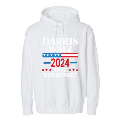 Harris Walz 2024 Save Democracy Garment-Dyed Fleece Hoodie