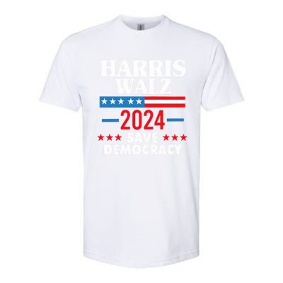 Harris Walz 2024 Save Democracy Softstyle CVC T-Shirt