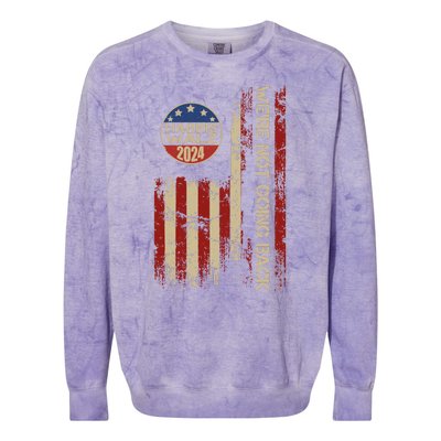 Harris Waltz 2024 Election Were Not Going Back Usa Flag Colorblast Crewneck Sweatshirt