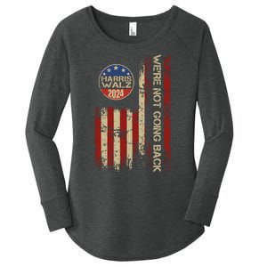 Harris Waltz 2024 Election Were Not Going Back Usa Flag Women's Perfect Tri Tunic Long Sleeve Shirt