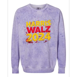 Harris Walz 2024 Typography Vibrant Dynamic Colorblast Crewneck Sweatshirt