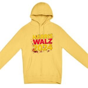 Harris Walz 2024 Typography Vibrant Dynamic Premium Pullover Hoodie