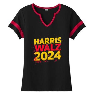 Harris Walz 2024 Typography Vibrant Dynamic Ladies Halftime Notch Neck Tee