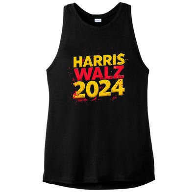 Harris Walz 2024 Typography Vibrant Dynamic Ladies PosiCharge Tri-Blend Wicking Tank