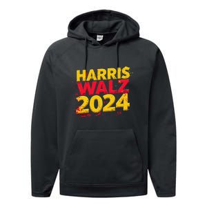 Harris Walz 2024 Typography Vibrant Dynamic Performance Fleece Hoodie