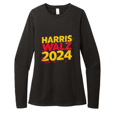 Harris Walz 2024 Typography Vibrant Dynamic Womens CVC Long Sleeve Shirt